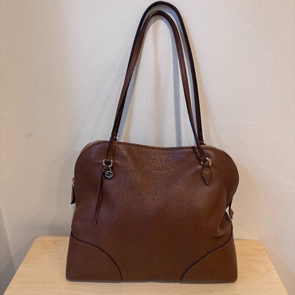 👜 Gucci Bree Brown Leather Dome Satchel Bag | Authentic | Gently Used - Picture 1 of 16